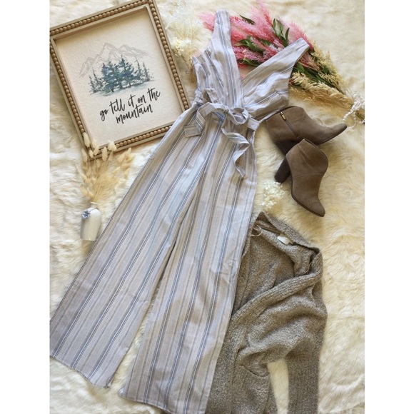 NWT Harper Sand & Stone Woven Wide Leg Jumpsuit - Picture 8 of 15